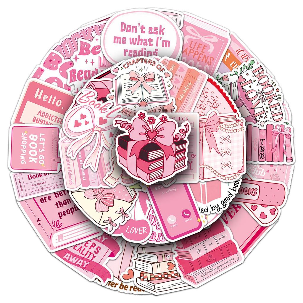 50 Pink Girly Cartoon Stickers for Books, Suitcases, and Diaries