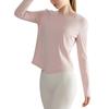 Chuandun Women's Slim Fit Quick-Dry Yoga Top - Long Sleeve, Breathable, Round Neck, Curved Hem
