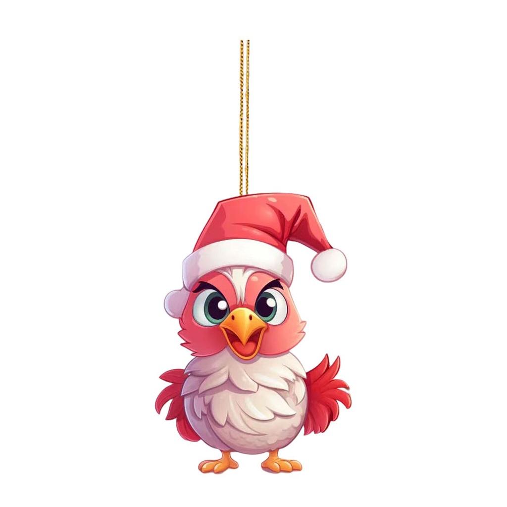 Cute Pink Cartoon Chicken Car Ornament Christmas Tree Decoration For Festive Home Dcor
