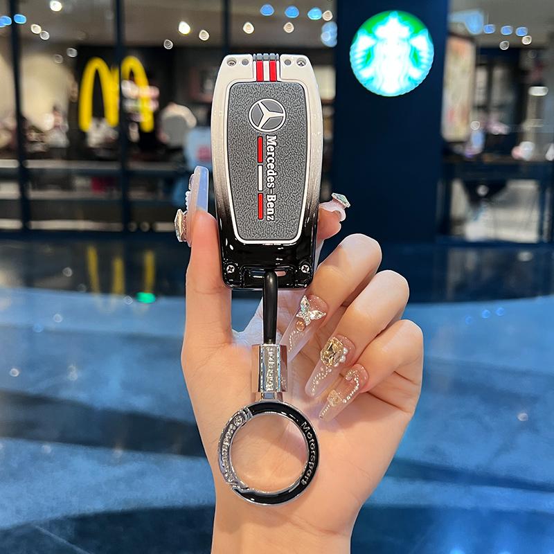 Car Sticker New Style Car Key Case Cover Holder Shell Fob For Mercedes Benz A C E S G Class GLC CLE CLA GLB GLS W177 W205 W213 W