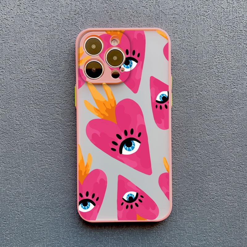 Fashion Lucky Love Heart Evil Eye Print Phone Case for IPhone 16 11 12 13 14 Pro Max Mini 15 14 7 8 Plus SE2 X XR XS Back Covers