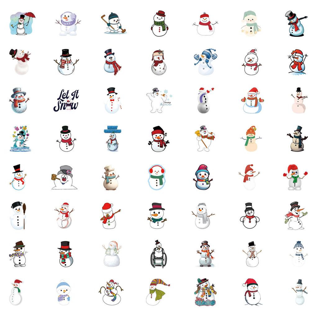 55 Snowman Snowman Graffiti Decals Decorative Scooter Laptop Do-It-Yourself Cartoon Decals Premium Durable Quality
