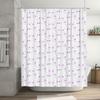 Purple Flowers Shower Curtain Printed Water Repellent Bath Room Decor Waterproof Plastic Fabric White Background