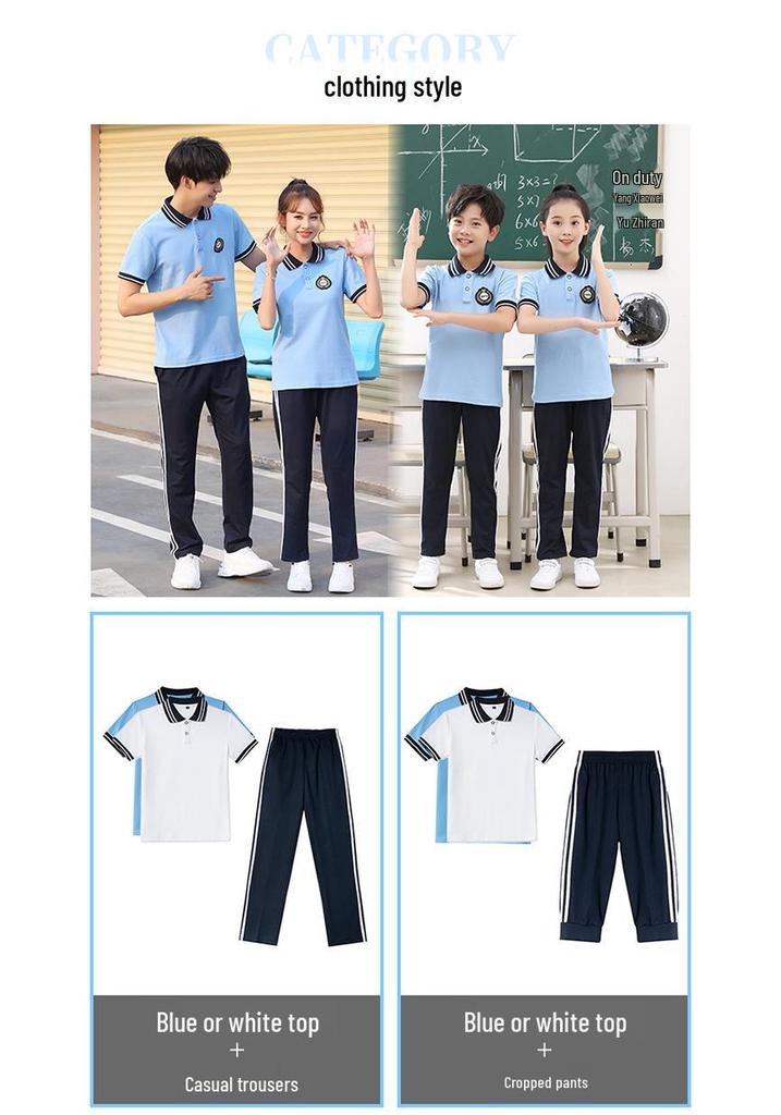 2023 Summer Short Sleeve T-shirt School Uniform Set for Junior & High School Students - Boys & Girls Two-piece Sports Class Uniform