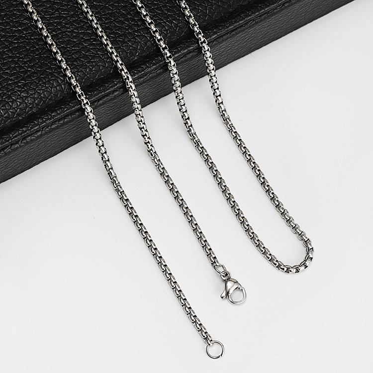 Stainless Steel Square Pearl Chain Necklace DIY Jewelry 3.0 Titanium Twist Box Chain