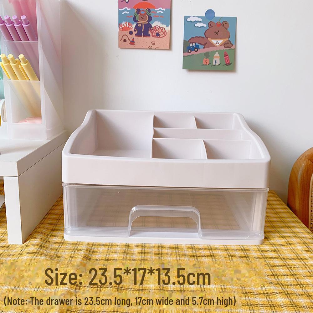 Girly Heart Plastic Desktop Drawer: Dustproof Storage for Stationery & Cosmetics