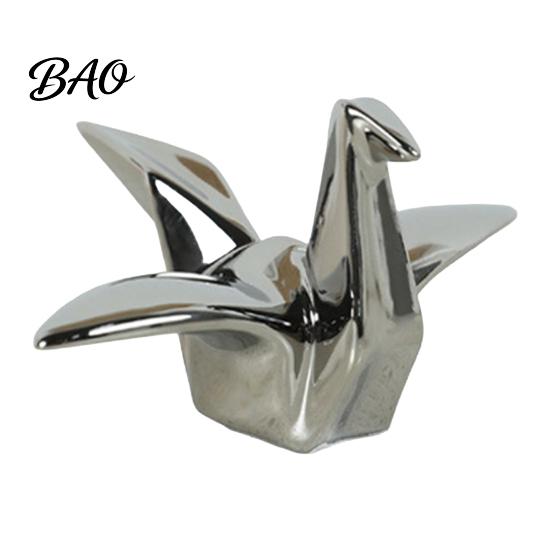 Sculpture Minimaliste Moderne Figurine Grues Origami Géométriques, Sculpture, Accent Finition Brillante pour Étagère, Créatif Nordique pour Bureau Bibliothèque Décoration de Maison