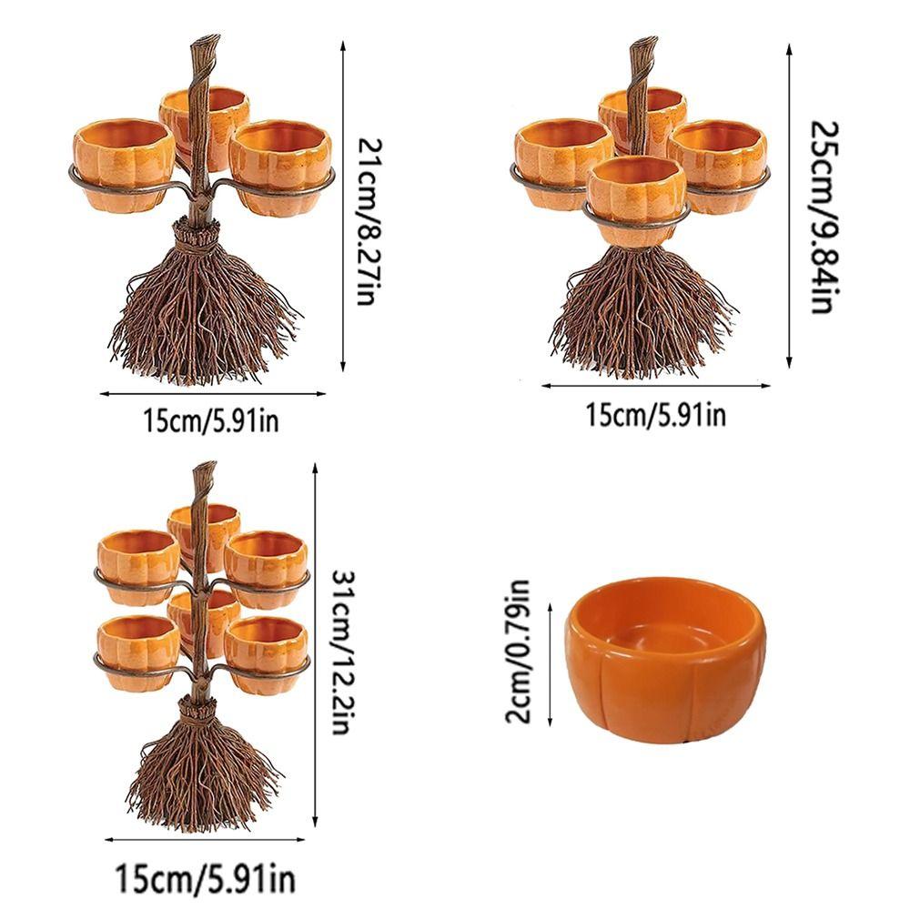 Collapsible Pumpkin Tray Detachable Snack Service Rack Durable Snack Bowl Stand  Broom