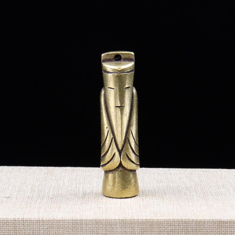 Antique Solid Brass Weng Zhong Small Ornaments Pendant Vintage Copper Car Motorcycle Keychain Retro Accessory Collectibles Gifts