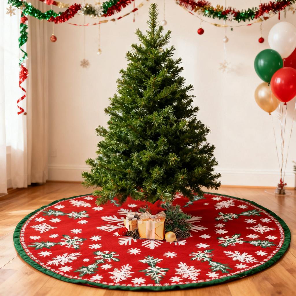90cm Weihnachten Niedlich Floral Baumrock Warme Atmosphäre Bodenmatte Dekoration Teppich