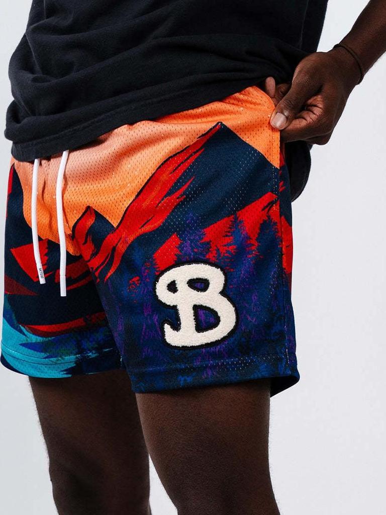 Trendy Brand Men's Quick-Dry Mesh Shorts - American Summer Style for Outdoor Sports & Beach