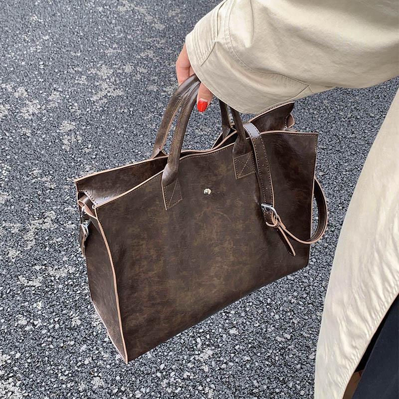 Large Bag Women's Large Capacity 2025 New Textured Computer Bag Crossbody Shoulder Bag Commuter Bag Portable Tote Bag