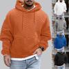 Men's Casual Plus-Size Jacquard Hooded Sweatshirt - Solid Autumn Jacket, Long Sleeve, Drawstring 2025