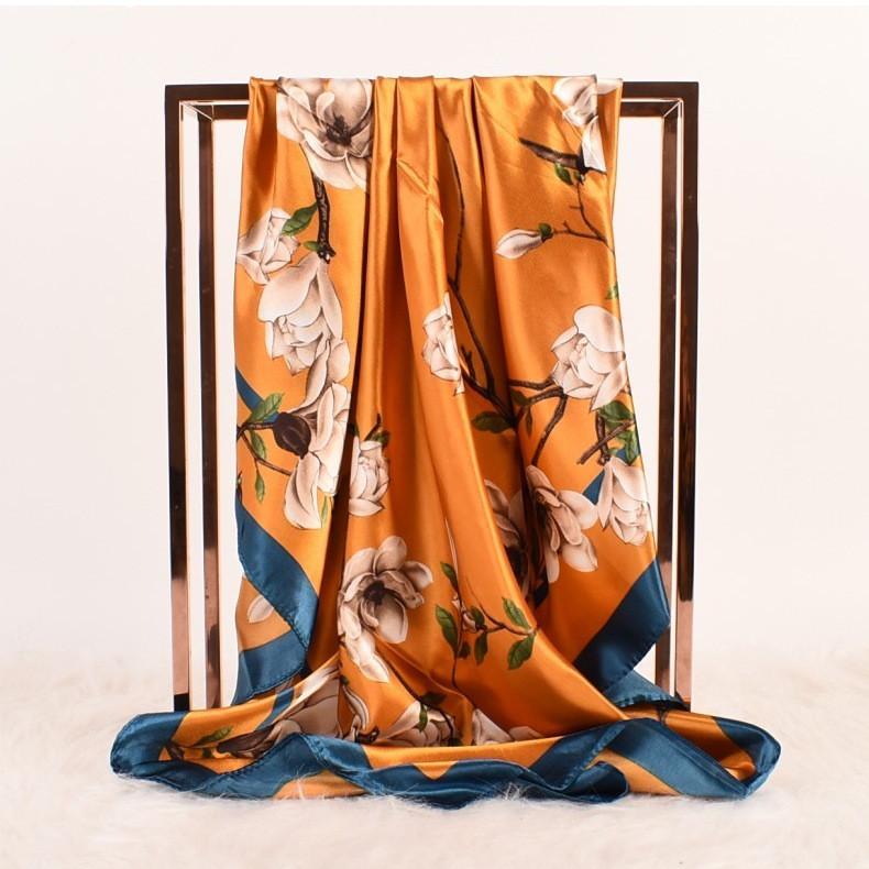 High Quality Silk Square Scarf Women Silk Shawl Neckerchief Female Print Headband Head Wraps Foulard Hijab Hair Bands Bandana