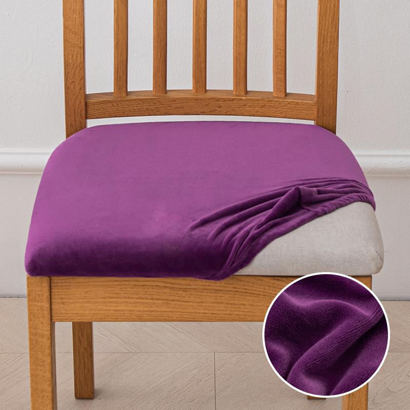 Velvet Stretch Fit Chair Seat Covers,Soft Solid Color Dining Chair Cover Removable Washable Chair Protector for Kitchen, Hotel