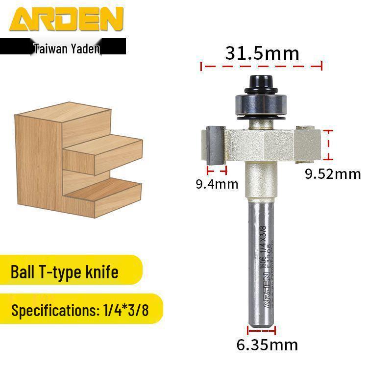 Taiwan Yaden T-Type Ball Bearing Edge Trimmer & Slotting Cutter for Woodworking