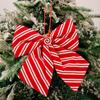 Candy Stripe Christmas Bow Tie Red White Tree Decorations New Wreath Bow  Door Decor