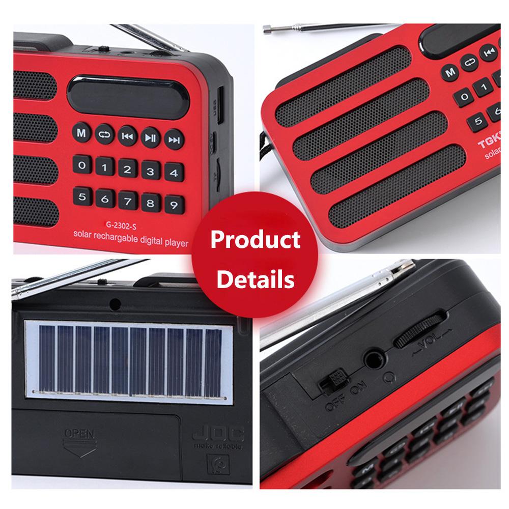 Tragbares Radio FM MP3 USB Bluetooth Wireless-Lautsprecher Unterstützt Solarladefunktion TF-Karte U-Disk-Musik-Player mit FM-Radioempfänger