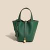 2025 Trending Women's Genuine Leather Cowhide Bucket Bag: Versatile, Top Layer Vegetable Tanned Handbag