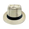 Yousheng Men Jazz Hat, Summer Plaid Pattern Top Hat, UV Protection Breathable Straw Hat, Lightweight Casual Headwear for Outdoor Gardening Beach