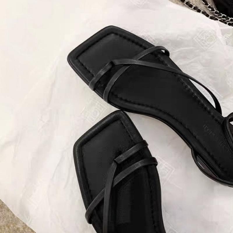 

Fashion Women s Flat Sandals 2025 Summer New Fashion Open Toe Narrow Band Ladies Elegant Gladiator Shoes Outdoor Dress Toe Sandals 35 чёрный