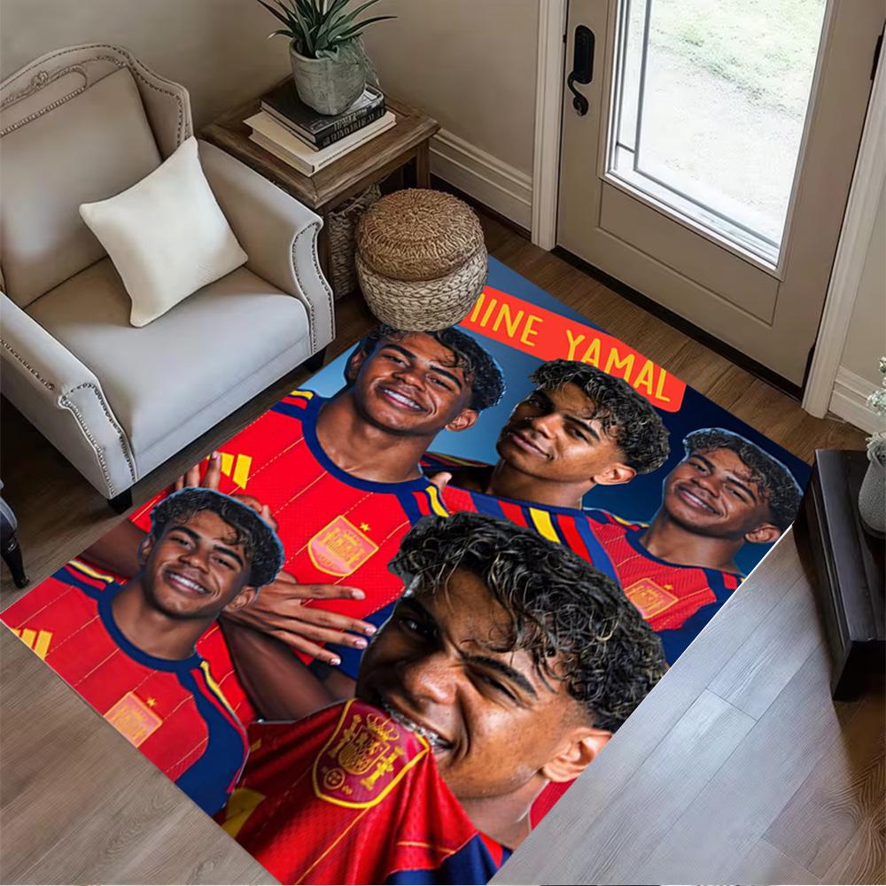 Lamine Yamal's Musik Sport Fusion Teppich Perfekt für Wohnzimmer Schlafzimmer Küche Balkon Rutschfester Teppich Anime Büro Dekoration Geschenk für Festivals