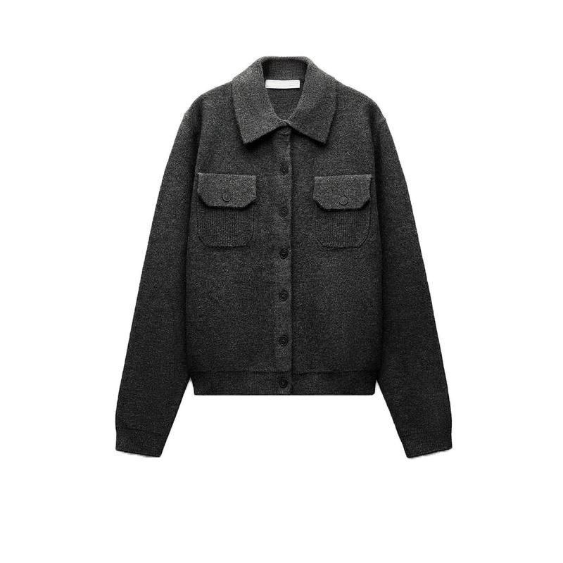 Fall and Winter New Women's Clothing Idle Style Polo Collar Long Sleeves Single Breasted Plain Stitch Knitting Outwear 9325001