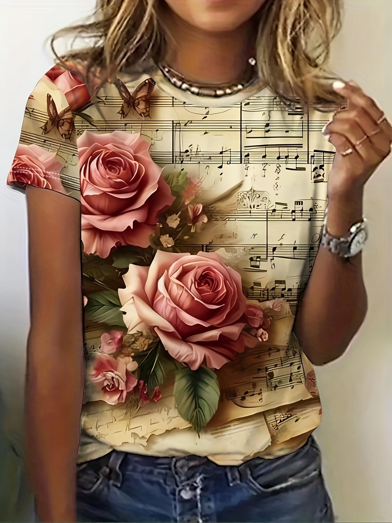 

Женская футболка с коротким рукавом, цифровая 3D-печать, красивый рисунок пейзажа, круглый вырез, повседневный короткий рукав M