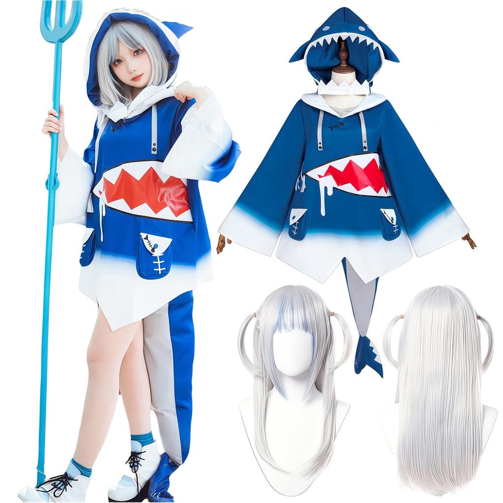 VTuber Cosplay Gawr Gura Cosplay Virtual YouTuber VTuber Shark Hololive [NOKIJP] Costume, Shark-chan Costume, Cosplay, Flat-chested Costume,