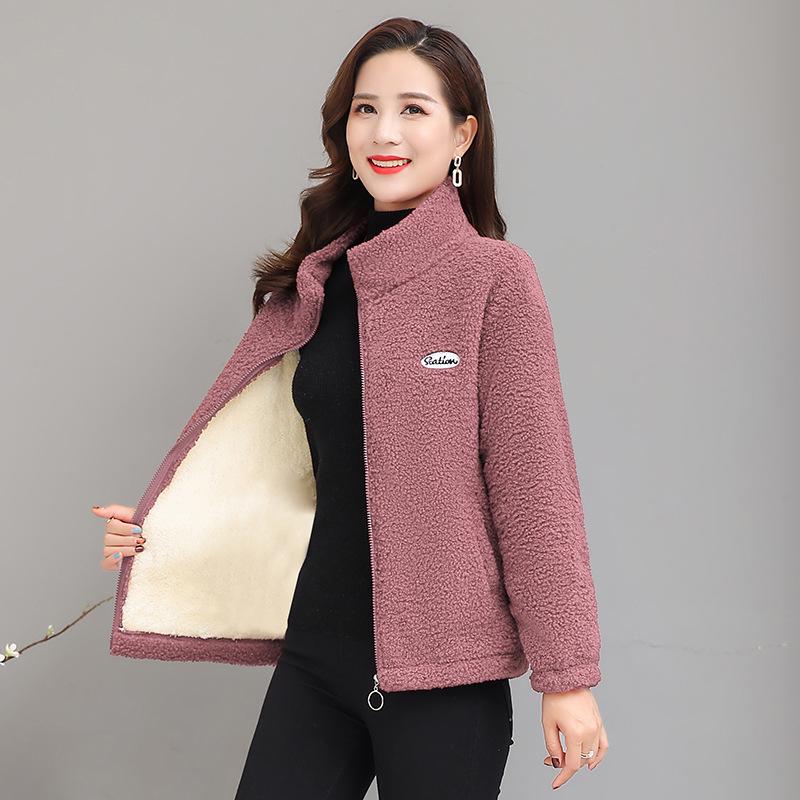 Kuschelige Lammfelljacke: Plüschige, verdickte Winterbekleidung für Frauen mittleren und höheren Alters