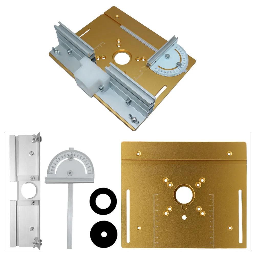 Aluminum Router Table Insert Plate W/ Miter Gauge for Woodworking Benches Table Saw Multi-func RT0700C Trimmer Engraving Machine