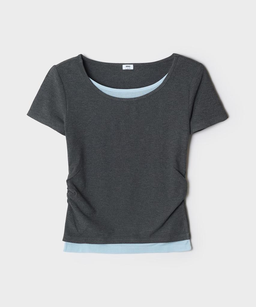 Seupao Layered Shirred Short Sleeve Tee (Re)_Sprwg37G30