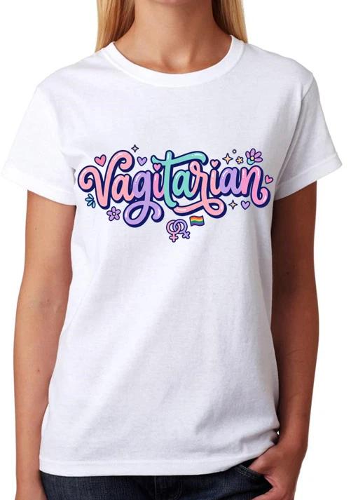 Vagitarian Feminist Pride Quote Ladies T-Shirt Funny Vagina Adult Women s Tee M