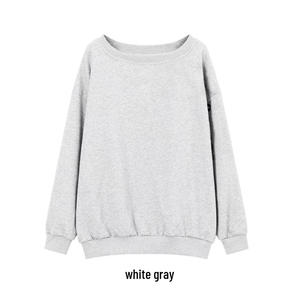 Women's Oversized One-Shoulder American Street Style Hoodie for Spring/Autumn