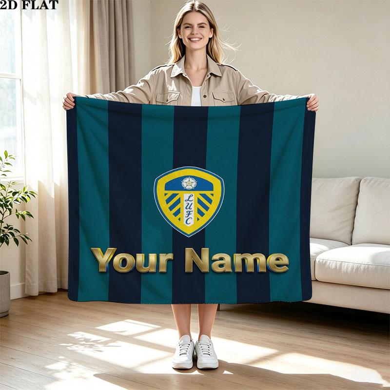 1PC Leeds United Custom Name Patterned Flannel Blanket Suitable For All Seasons for Home Decor Warmth and Comfort Gifts Holiday Present