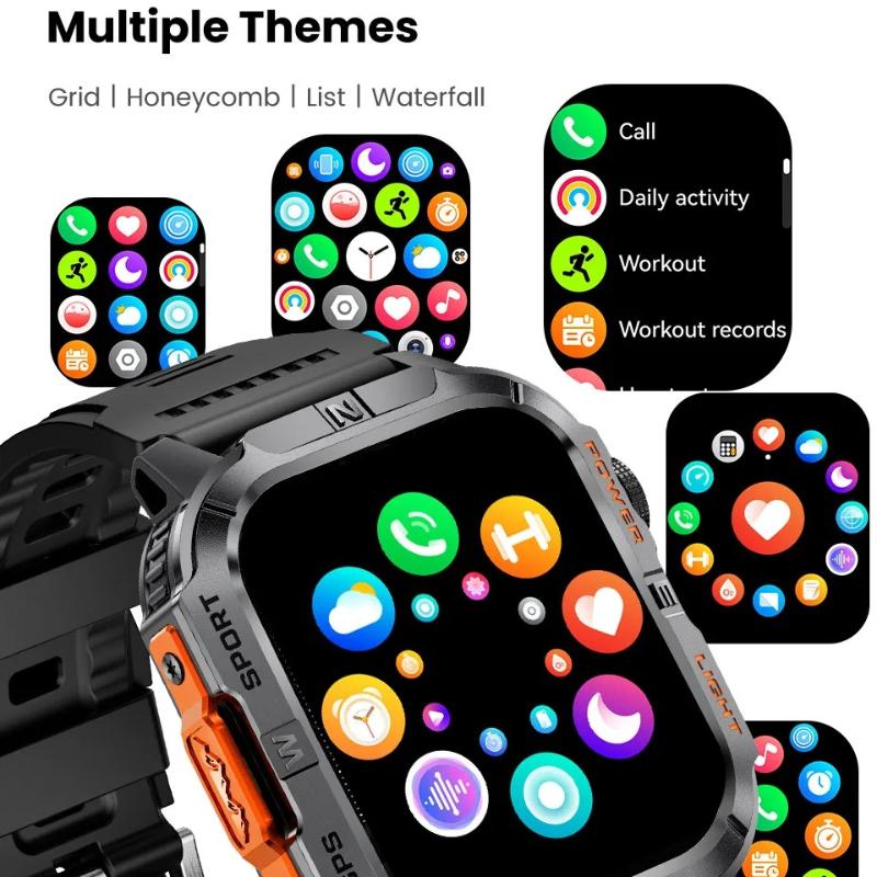 2026 New Outdoor Military Men's Smart Watch Is Equipped with GPS LED Lighting Compass Wireless Communication IP68 Waterproof Smartwatch Music 540mah