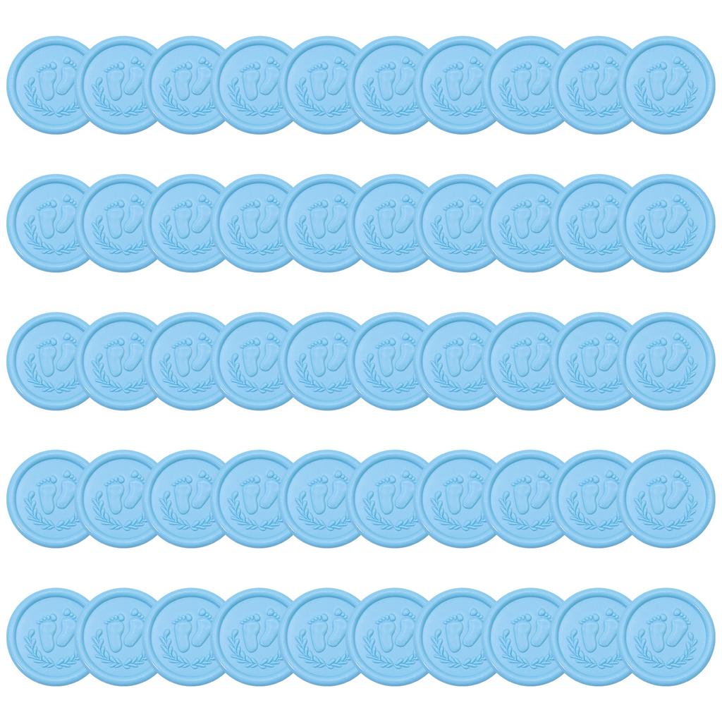 50Pieces Adhesive Wax Seal Sticker Featuring Infant Footprint Ideal for Party Invitations Card and Craft Projects
