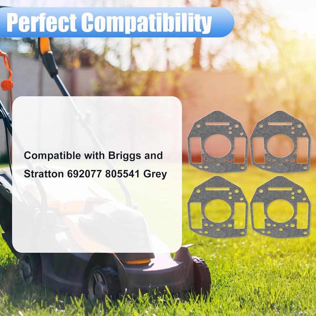 4Pcs Carburetor Body Gasket Lawn Mower Carburetor Bowl Gasket Replace Compatible with Briggs and Stratton 692077 805541 Grey