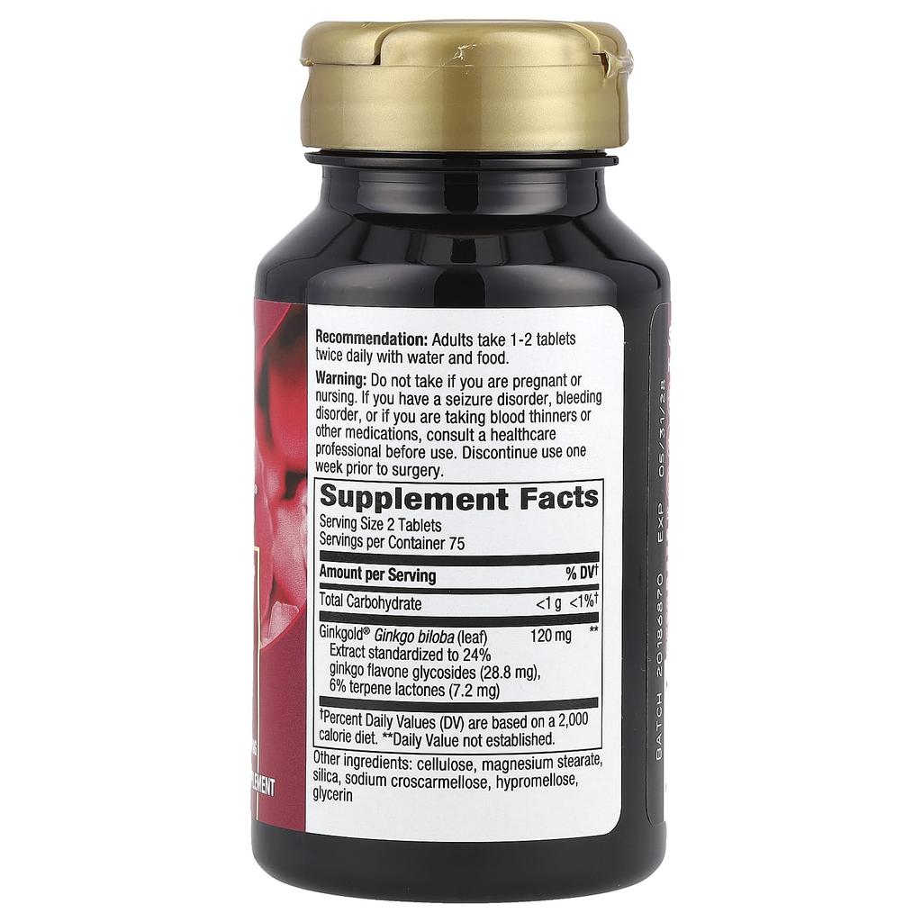 Nature's Way Ginkgold®, Premium Ginkgo Extract, 120Mg, 150 Tablets (60Mg Per Tablet)