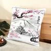 Japanese Pagoda Landscape Cushion Cover Soft Short Plush Pillow Cover Smooth Cozy Texture Aesthetic Cushion Case Home Decor