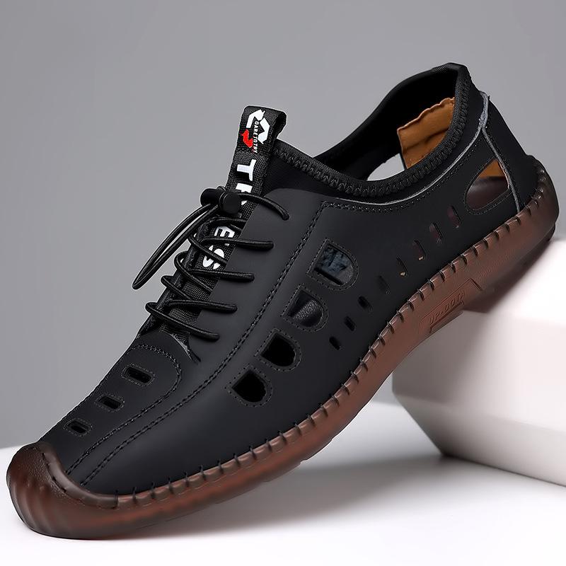 Sandali casual da uomo estivi, alla moda, traforati, traspiranti, scarpe basse, da lavoro, con suola morbida