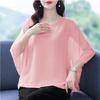 Loose Chiffon Top for Women New Plus Size Round Neck Batball Sleeves Summer Blouse Solid Color Women's Short Sleeved Casual Fashion Elegant T Shirts