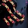 Retro Temperament Noble Earrings Necklace Set Chain, Electroplated 18K Gold Zircon Dinner Dress Set