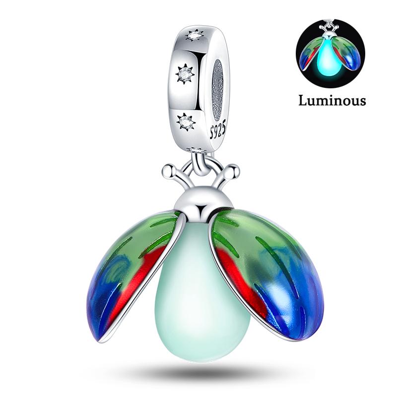 Charm Bead Components Compatible With Pan Copper Metal Firefly Ocean Star Butterfly Glowing Changing Color Trendy Authentic Original Bracelets Do It