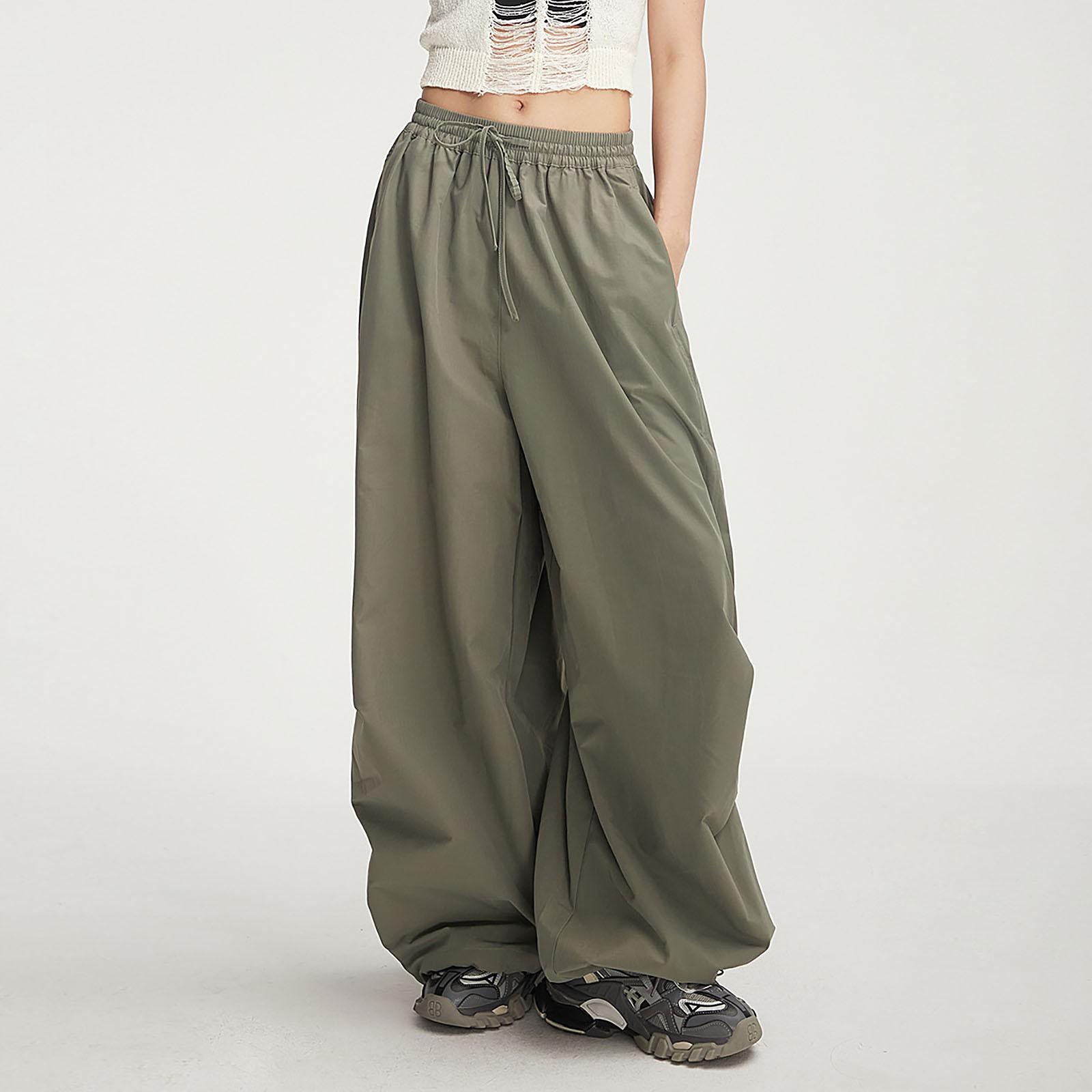 

Модные повседневные спортивные брюки с широкими штанинами и эластичным поясом, свободные брюки, штаны-парашюты, брюки-карго десантника XL зелёный