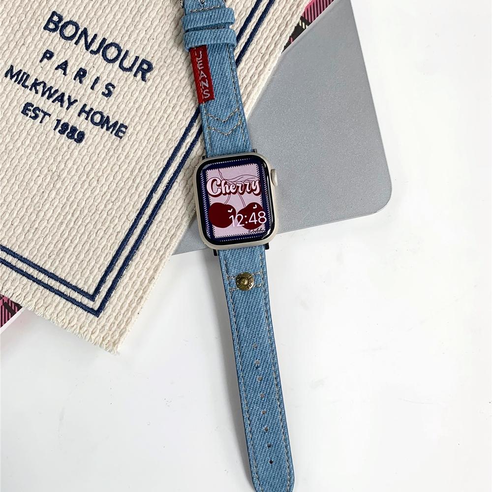Moda Denim Kanvas Bant Apple Watch Serisi için Ultra 8 7 6 5 4 3 2 Se Toka Kayışı Iwatch 40 44mm 41 45mm 49mm Aksesuarları