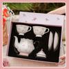 Ceramic Teapot Set Pink Rose Coffee Cup Saucer Espresso Cups Teacup Kitchen Drinkware Coffee Mug Party Presents Birthday Gift