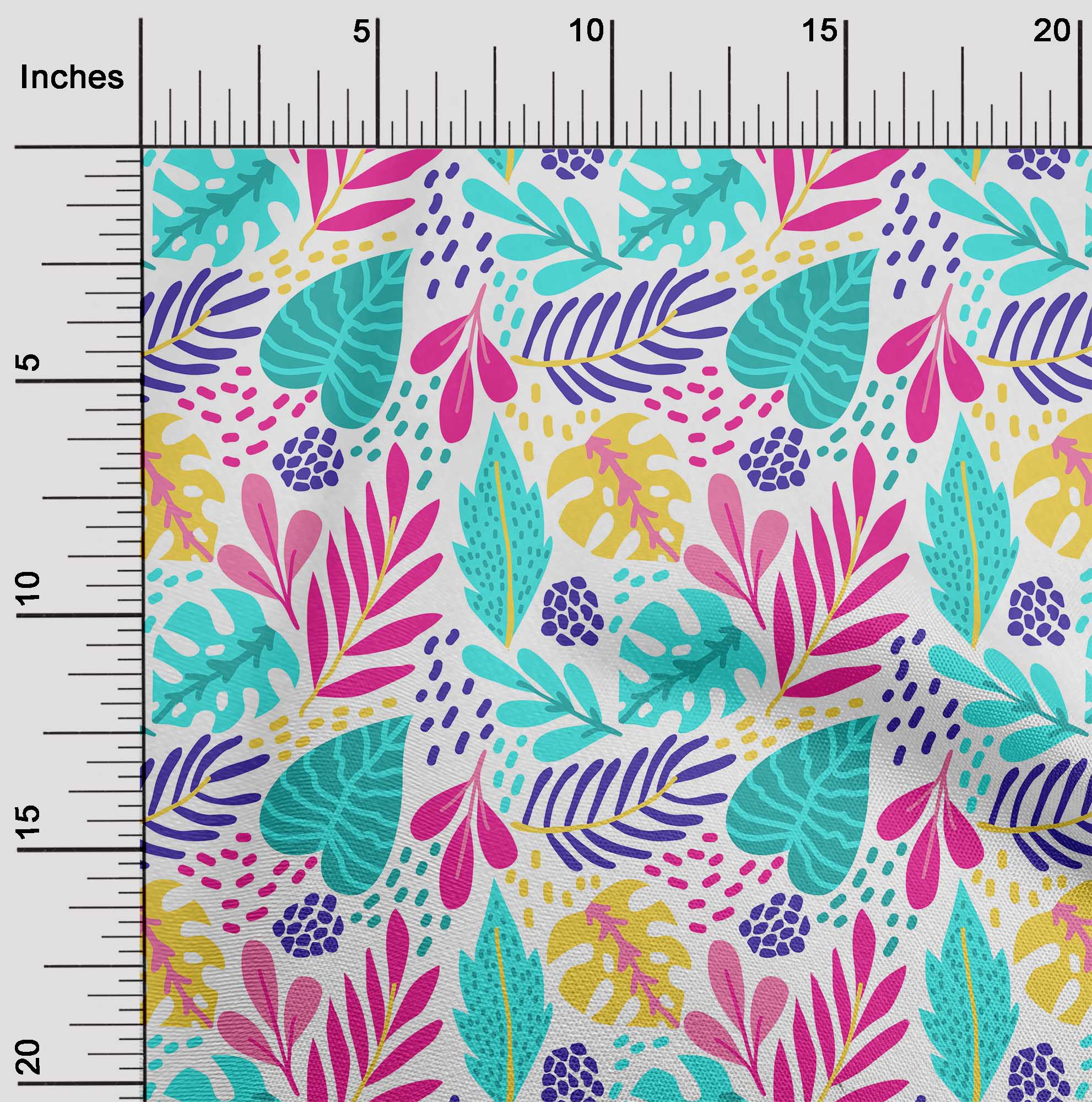 

oneOone Бавовняна флекс сірувато-блакитна тканина з листям Одяг своїми руками Тканина для стьобання Тканина з принтом на двір 40 дюймів 42 Inch Wide - Viscose Chiffon білий