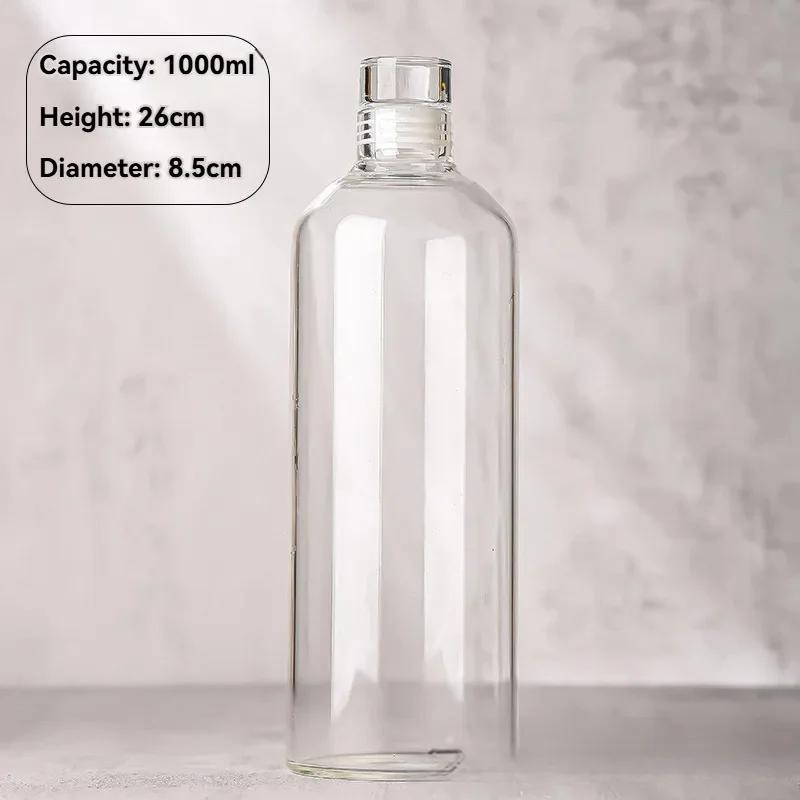 350-1000ml Clear Glass Empty Bottles with Lids Large Capacity Seal Shrink Capsules Bottles for  Beverages Juice Kombucha Storage