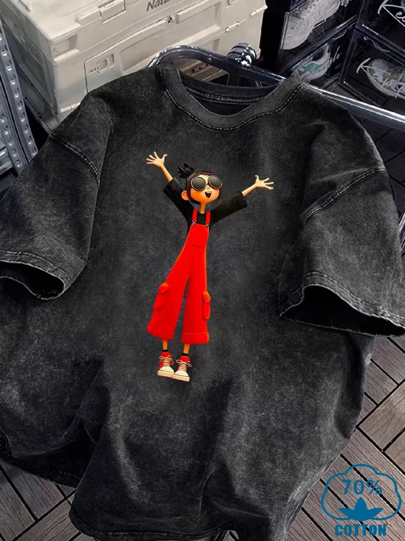 

THANK YOU Lettered Smiley Face Print Summer Men Trend Down Retro Vintage Craft Round Neck Tshirt Street Style Loose Hiphop Top S